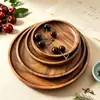 Bandeja de té de madera de nogal personalizada, bandeja para aperitivos, bandeja de servicio de almacenamiento, bandeja seca de té para el hogar de madera maciza, bandeja de té redonda de madera maciza