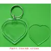Chaveiro de Plástico Casca Vazia em Branco Caligrafia Acrílico Transparente Chaveiro Moldura de Foto Criativa com Logo Impressível