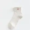 Meias Sociais Finas de Malha Respirável Absorventes de Suor de Algodão para Verão Feminino Zhuji Desenho Animado Fofo Versátil Meia-Calça com Borda Dobrada Meias Femininas
