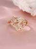 Anel Aberto de 26 Letras Flor Ouro Rosa Diamante Branco Dourado Simples Luxo Acessível Moda Mais Vendido Transfronteiriço Europeu e Americano Atacado