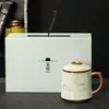 Juego de Regalo de Taza de Cerámica para Oficina Kiln Ru Taza con Infusor de Té Separación de Té y Agua Taza de Regalo para Líderes y Clientes con Logo