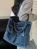 Bolsa de Tote Estilo Coreano para el Trabajo Mujer 2026 Nueva de Alto Valor Mezclilla Ligera Casual Bolso de Hombro para Mujer