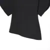 Venta al por mayor transfronteriza de ropa europea y americana para mujer, Tops de moda de manga corta tipo burbuja más vendidos en Aliexpress, Tops de cuello redondo con dobladillo asimétrico
