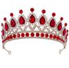 Tiara de Boda Corona Nupcial Barroca Gota de Agua Cristal Corona Cumpleaños Boda Aleación de Cristal Colorido Corona Grande