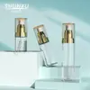 Botella dispensadora de loción de 30 ml de alta gama en stock, Set cosmético premium de Petg, Botella vacía con atomizador de niebla fina de 50 ml