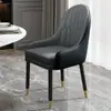 Silla de Comedor de Madera Maciza de Lujo Ligero, Mesa y Sillas de Isla, Cuero Genuino Moderno Simple de Gama Alta, Silla de Hotel Simple y Duradera con Respaldo