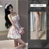 Lencería Sexy Atuendo de Sirvienta Chica Atractiva Vestido Bodycon Ajustado Rosa Dulce Francés Estampado de Vaca Uniforme de Sirvienta No Desmontable