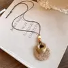 Nuevo collar largo con colgante de madera estilo chino para mujer, cadena de suéter estilo étnico de verano, gargantilla de diseño de nicho de moda para mujer