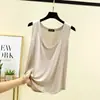 Camisola de Modal con Cuello en U para Mujer, Nueva de Verano, Holgada, Aspecto Delgado, Ropa Exterior, Color Sólido, Sin Mangas, Camiseta Base