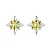 Pendientes Transfronterizos Nuevos de Moissanita de Colores Estilo Coreano Moda Pendientes en Forma de Estrella Versátiles Simples de Plata S925 Venta al por Mayor