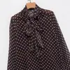 Comercio Exterior Europeo y Americano Ropa de Mujer 2026 Primavera Estilo Europeo y Americano Camisa de Manga Larga de Lunares con Corbata de Lazo y Cuello Fluido B22583