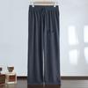 Nuevos Pantalones de Cachemira Gruesos Planos para Mujer Otoño e Invierno Cintura Alta Ropa Exterior con Bolsillos y Cordón Pantalones Sueltos de Punto de Lana