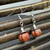 Pendientes de Calabaza de Ágata Retro para Halloween Pendientes Creativos de Cristal Natural con Forma de Calabaza y Sombrero de Bruja Joyería al por Mayor