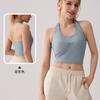 Ropa exterior de punto con cuello halter y diseño trenzado estilo yoga europeo y americano, sujetador push-up plisado para mujer, chaleco para deportes al aire libre, fitness, espalda hermosa, deportes para mujer