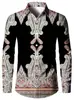 Camisa de Manga Larga Estilo Étnico Africano para Hombre Retro Dashiki Estampado Digital Cárdigan con Solapa Top Casual