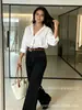 Calça Jeans Feminina TK Amazon Europeia e Americana de Cintura Alta com Barra Dobrada de Perna Reta, Novo Estilo Outono 2026, Emagrecedora, Comprimento Total