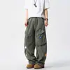 Pantalones Cargo Bordados de Pierna Ancha Estilo Americano para Hombre, Pantalones Casuales Rectos de Verano High Street Hip-Hop con Diseño Holgado