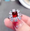 Online Celebre Ao Vivo Mais Vendido Novo Produto Simulação Rubi Torre de Açúcar Anel de Abertura Anel Feminino Simples de Moda de Alto Nível