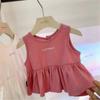 Camiseta de Verão para Meninas Estilo Western para Bebês Infantil Distintivo Tendência Coreana Letra Combinação de Cores Cyber Popular Camisa Boneca Top