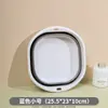Bacia dobrável de cor sólida com duas alças, portátil para viagem, plástico espesso, bacia doméstica, bacia para lavanderia de dormitório