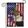 Bandeira de Jardim Cruzada para o Novo Dia da Independência, Bandeira com Listras e Águia Americana, Decoração Externa, Bandeira de Jardim Dupla Face em Linho