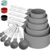 Venta Caliente de Amazon Juego de Tazas y Cucharas Medidoras de Acero Inoxidable y Plástico Set de 10 Piezas Herramientas para Hornear Utensilios de Cocina Hogar