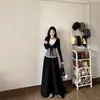 Conjunto Elegante y Hermoso de Primavera y Verano 2026 Estilo Coreano Chic Retro Blusa Negra Top Rayado y Falda Conjunto de Tres Piezas
