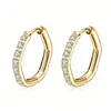 Moda europea y americana acero de titanio geométrico plano microdiamante pendiente de aro simple pentagonal mini hebilla de oreja aretes con forma
