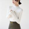 Suéter elegante y sencillo de cuello alto para mujer, otoño e invierno 2024, nuevo suéter interior ajustado y adelgazante, base de camisa superior