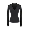 Estilo Desejo Puro Moda Garota Gostosa Camiseta de Manga Longa com Decote V para Mulheres 2025 Nova Sexy Slim Fit Camisa Base Top