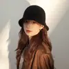 Sombrero de Pescador de Punto Melard de Gran Circunferencia para Mujer, Sombrero Cubo Vintage Cálido de Otoño e Invierno que Hace que la Cara Parezca Más Pequeña