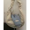 Bolsa de Plumas Moda Inverno Feminina 2024 Novo Estilo Acadêmico Bolsa Bolinho Casual Grande Capacidade Ombro Transversal