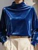 Moda Feminina Europeia e Americana 2026 Novo Top de Veludo Solto com Manga Longa Gola Alta Moda Casual para Sites Independentes da Amazon