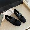 039-3 Cabeza Cuadrada Boca Baja Un Pedal Gamuza Retro Suela Suave Zapatos Planos de Hada Zapatos Individuales Talla Grande Anchos para Pies Gordos Zapatos de Mujer