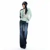 Jeans rectos de cintura alta estilo retro azul transfronterizo de Hong Kong para mujer, nuevo modelo de otoño 2026, realzan las caderas, adelgazantes, versátiles, de pierna ancha