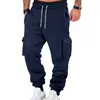 Pantalones Cargo Casuales de Forro Polar para Hombre de Otoño e Invierno Europeos y Americanos Amazon Multibolsillos con Cordón Deportivos Casuales Largos