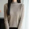 Suéter de Lana Nuevo Estilo Otoño con Diseño Sencillo y Cuello Medio Alto a la Moda, Suéter Jacquard de Color Sólido para Usar en Capas o Solo