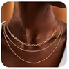 Colar Colar Amazon Cross-Border Camadas Empilhadas Feito de Cobre, Corrente de Clavícula Elegante e Estilosa, Nova Joia para Mulheres
