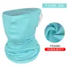 Máscara de montar con capucha de seda helada para verano, protector solar, media cara, bufanda cuadrada con orejas de seda helada, auriculares para pesca