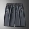 Pantalones Cortos de Seda Helada para Hombre Verano Delgados Estilo Coreano ins Pantalones de Moda con Bolsillo con Cremallera Tallas Grandes Pantalones Deportivos Casuales