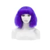 Peluca transfronteriza estilo europeo y americano, postizo completo, ondulada con flequillo, peluca rizada corta, peluca sintética morada de Halloween