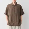 Camiseta Momaik High-Tech para o Dia a Dia em Mistura de Linho Masculina Verão 2026 Novo Estilo Meio Aberta Manga Curta Masculina 75971