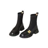 Botas Elásticas Ajustadas para Mujer, Tacón Grueso, Nuevos Estilos Otoño/Invierno 2026 Mocasines, Botines Cortos, Botas Martin, Tacón Medio, Botas de Algodón con Forro de Felpa