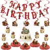 Banner de cumpleaños vintage europeo y americano transfronterizo, campana retro, banner de fiesta de Santa Claus, decoraciones para toppers de pastel