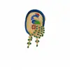Anel Aberto Oval Peacock com Zircônia Banhado a Ouro Real 18K Anel de Dedo Indicador Vintage Novo Estilo Chinês Anel de Nicho