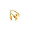 Anillos Personalizados Estilo Nuevo Europeo y Americano Acero Inoxidable Galvanizado al Vacío Hoja de Oro 18K Joyería Abierta Irregular al por Mayor