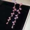 Brincos de Franja Coração Cravejados com Diamantes Vintage, Modernos e Versáteis, Estilo Luxo Leve, Brincos de Design Exquisito