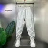 Calça Harem Masculina Color Block com Cordão Estilo Hong Kong 2026 Novo Verão Respirável Confortável Casual Emagrecedor Tendência