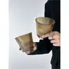 Taza de Beber Grande de Boca Ancha Estilo Retro Japonés Color Café Oscuro Patrón de Árboles Rayados Simples Taza de Café de Alto Valor Lujo Ligero Taza para Bebidas Frías