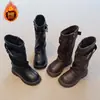 Botas Largas de Estilo Coreano para Niñas con Forro Polar 2026 Otoño/Invierno Nuevas Llegadas Botas de Montar para Niños Botas Martin de Suela Gruesa Botas de Algodón Grandes Versátiles